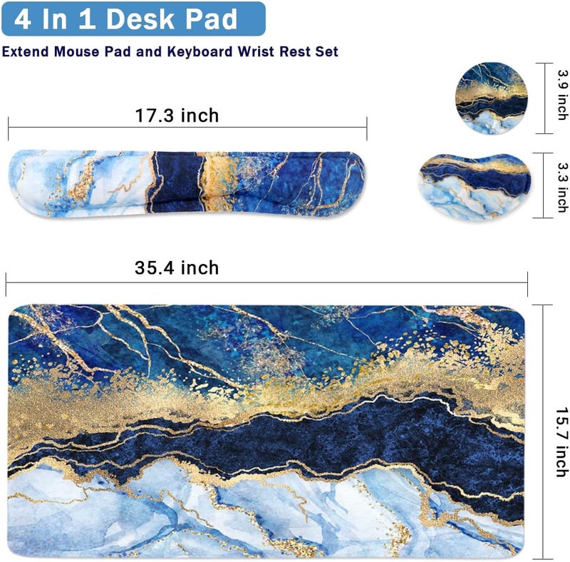 Yunoble Ergonomic Large Mouse Pad and Keyboard Wrist Rest, Desk Pad for Keyboard and Mouse, 4-in-1 Large Gaming Mouse Pad with Wrist Support - Light Blue - Image 3